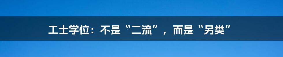 工士学位:不是“二流”,而是“另类”