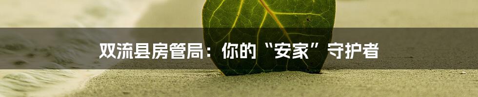 双流县房管局:你的“安家”守护者