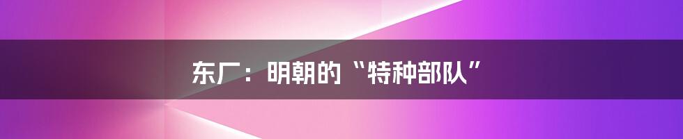 东厂:明朝的“特种部队”