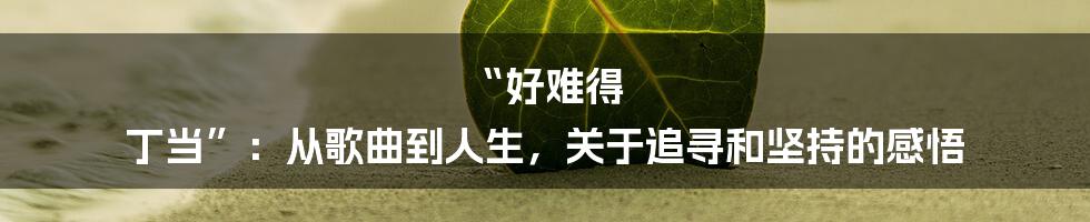 “好难得 丁当”:从歌曲到人生,关于追寻和坚持的感悟