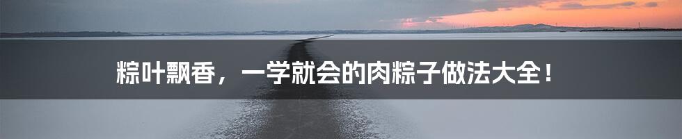 粽叶飘香,一学就会的肉粽子做法大全!