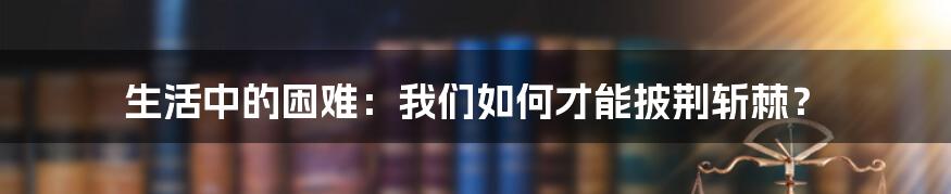生活中的困难:我们如何才能披荆斩棘?