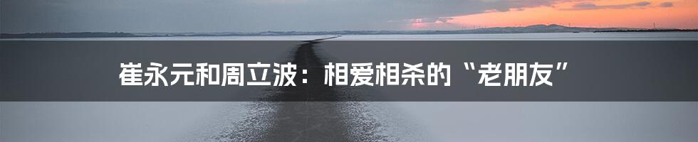 崔永元和周立波:相爱相杀的“老朋友”