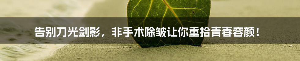 告别刀光剑影,非手术除皱让你重拾青春容颜!