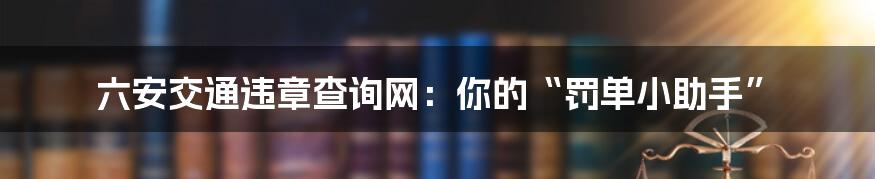 六安交通违章查询网:你的“罚单小助手”