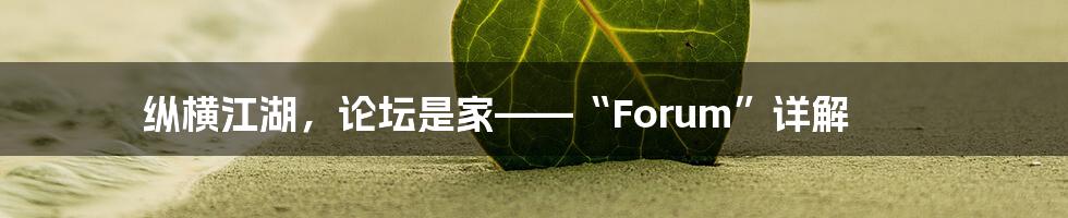 纵横江湖,论坛是家——“Forum”详解