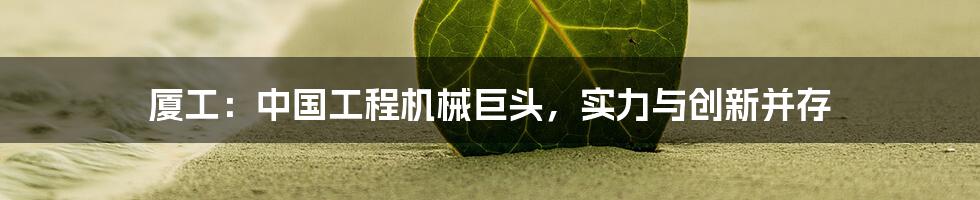 厦工:中国工程机械巨头,实力与创新并存