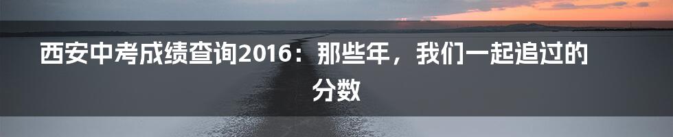 西安中考成绩查询2016：那些年，我们一起追过的分数