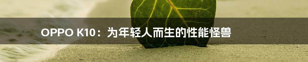 OPPO K10:为年轻人而生的性能怪兽