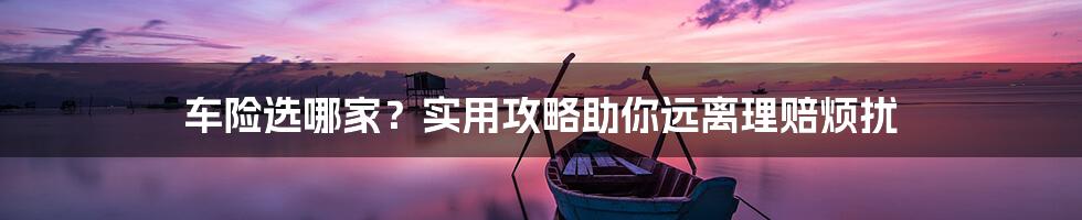 车险选哪家?实用攻略助你远离理赔烦扰