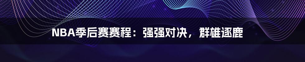 NBA季后赛赛程：强强对决，群雄逐鹿