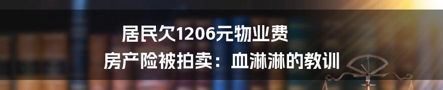 居民欠1206元物业费 房产险被拍卖:血淋淋的教训