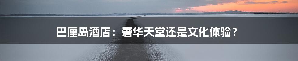 巴厘岛酒店:奢华天堂还是文化体验?