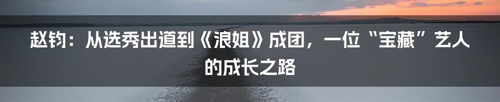 赵钧:从选秀出道到《浪姐》成团,一位“宝藏”艺人的成长之路