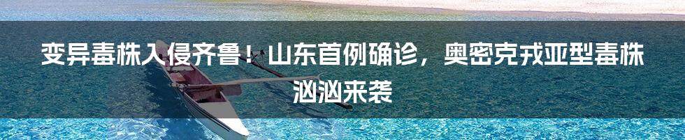 变异毒株入侵齐鲁!山东首例确诊,奥密克戎亚型毒株汹汹来袭