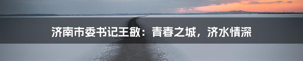 济南市委书记王敏：青春之城，济水情深