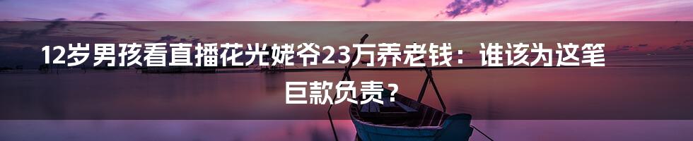 12岁男孩看直播花光姥爷23万养老钱:谁该为这笔巨款负责?