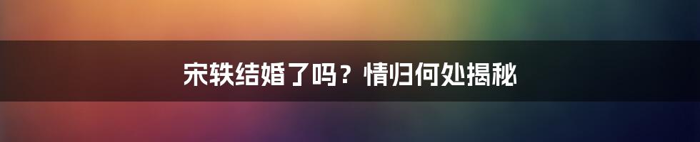宋轶结婚了吗?情归何处揭秘