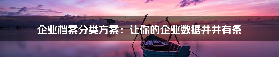企业档案分类方案：让你的企业数据井井有条
