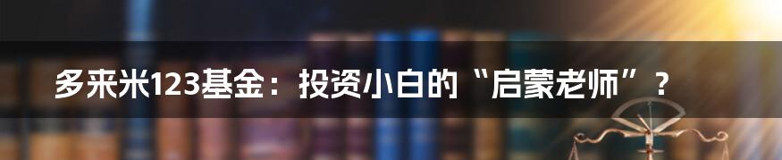 多来米123基金:投资小白的“启蒙老师”?