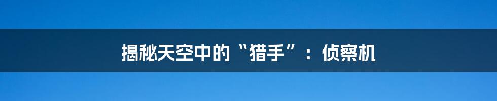 揭秘天空中的“猎手”:侦察机