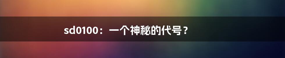 sd0100:一个神秘的代号?
