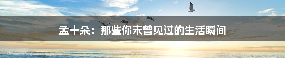 孟十朵：那些你未曾见过的生活瞬间