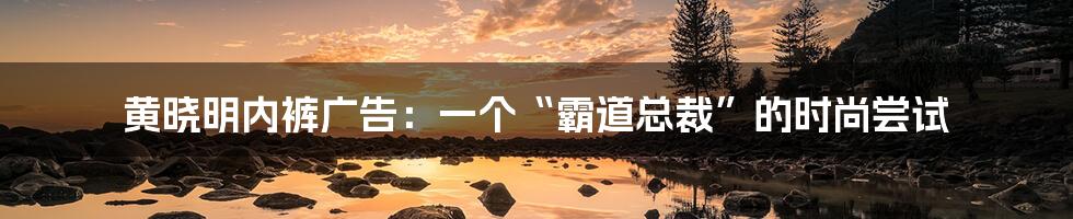 黄晓明内裤广告:一个“霸道总裁”的时尚尝试