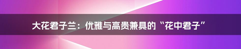 大花君子兰：优雅与高贵兼具的“花中君子”
