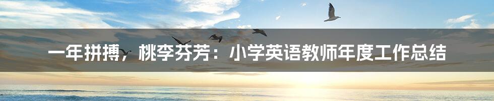 一年拼搏,桃李芬芳:小学英语教师年度工作总结
