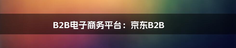 B2B电子商务平台:京东B2B