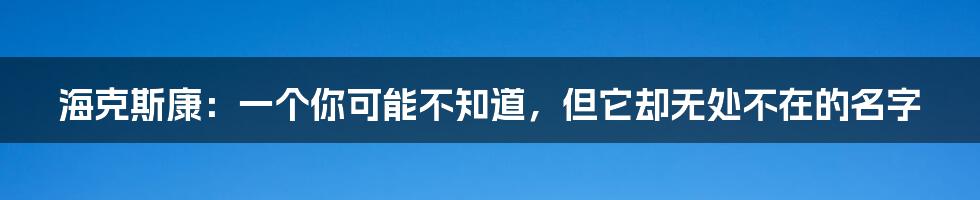 海克斯康：一个你可能不知道，但它却无处不在的名字
