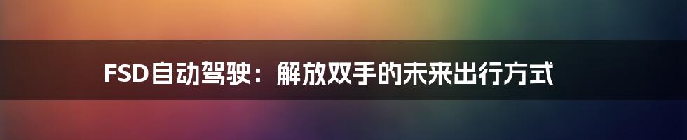 FSD自动驾驶:解放双手的未来出行方式