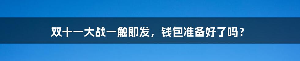 双十一大战一触即发,钱包准备好了吗?