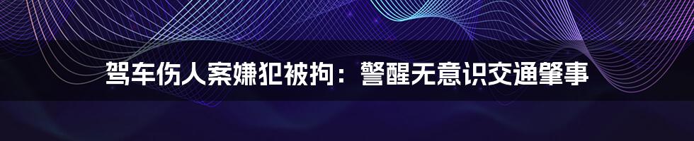 驾车伤人案嫌犯被拘：警醒无意识交通肇事