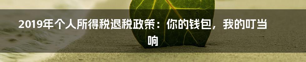 2019年个人所得税退税政策:你的钱包,我的叮当响