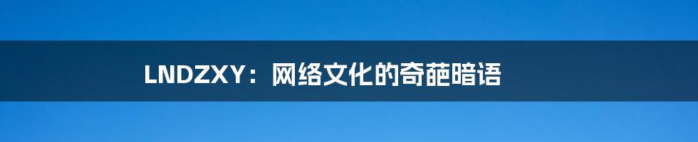LNDZXY:网络文化的奇葩暗语