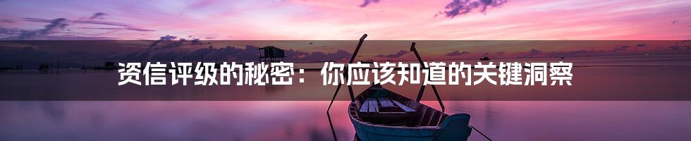 资信评级的秘密:你应该知道的关键洞察