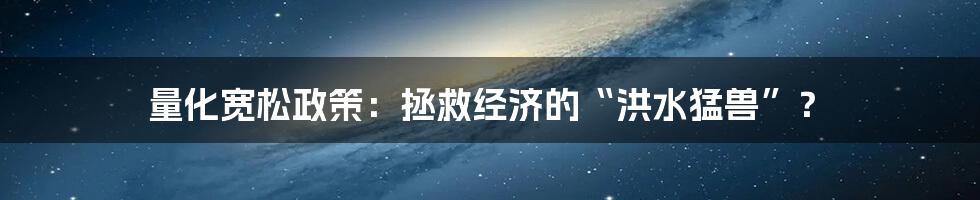 量化宽松政策：拯救经济的“洪水猛兽”？