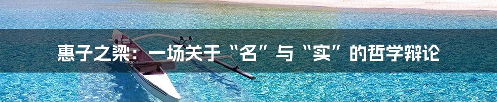 惠子之梁:一场关于“名”与“实”的哲学辩论