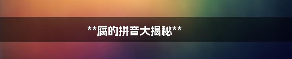 **腐的拼音大揭秘**