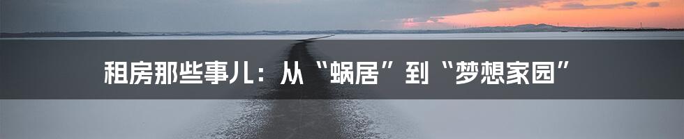 租房那些事儿:从“蜗居”到“梦想家园”