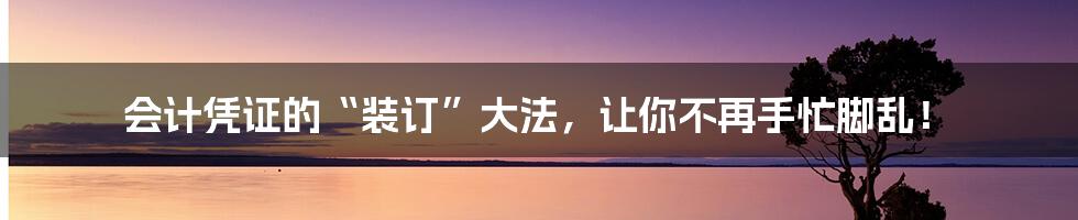 会计凭证的“装订”大法,让你不再手忙脚乱!