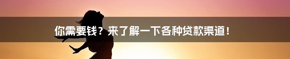 你需要钱?来了解一下各种贷款渠道!