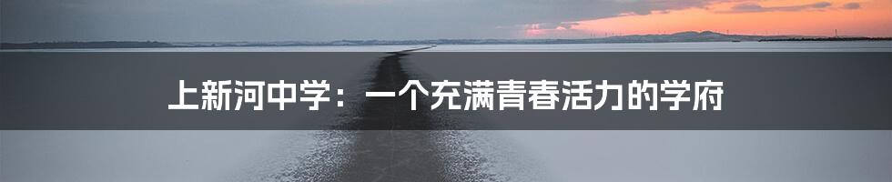 上新河中学:一个充满青春活力的学府