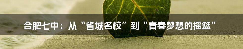 合肥七中:从“省城名校”到“青春梦想的摇篮”