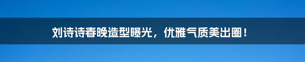 刘诗诗春晚造型曝光,优雅气质美出圈!