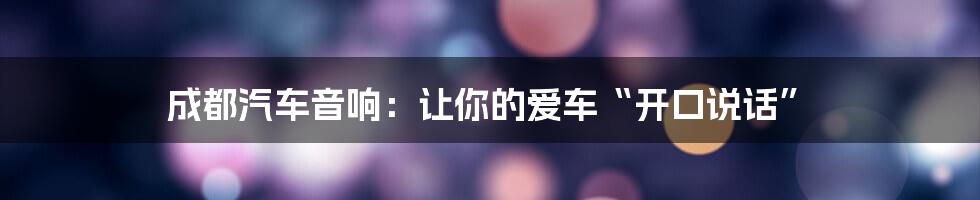 成都汽车音响:让你的爱车“开口说话”