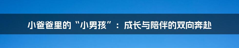 小爸爸里的“小男孩”:成长与陪伴的双向奔赴