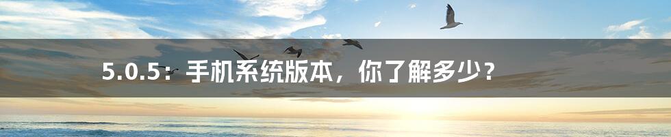 5.0.5:手机系统版本,你了解多少?